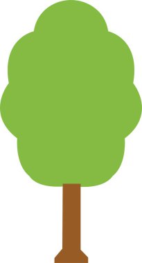 Yeşil Ağaç simgesi. Basit düz orman florası, kozalaklı ve yaprak döken çayır ağacı, meşe çamı Noel ağacı izole edilmiş bitkiler. Vektör illüstrasyon tarım bahçesi ve doğa parkı fabrikası.