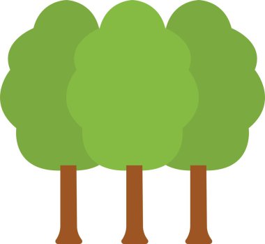 Yeşil Ağaç simgesi. Basit düz orman florası, kozalaklı ve yaprak döken çayır ağacı, meşe çamı Noel ağacı izole edilmiş bitkiler. Vektör illüstrasyon tarım bahçesi ve doğa parkı fabrikası.