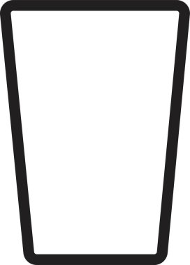 Siyah renkli su camı ikonu. Süt ya da meyve suyu bardağı sembolü. Su camı vektör işareti. Şeffaf arkaplanda izole edilmiş, modaya uygun çizgisel tarzda uzun bir bardak su. Web veya mobil için içme vektörü.