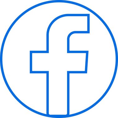 Mavi çizgi Facebook ikon vektörü, Facebook sosyal medya vektörü. F harfi logosu düzenlenebilir hisse senedi. Saydam arkaplanda yalıtılmış yazı. Facebook tanınmış bir sosyal ağ hizmetidir.