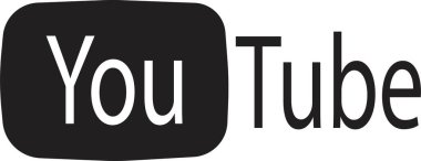 Kiev, Ukrayna - 20 Ekim 2021: YouTube logosu. YouTube bir video paylaşım sitesidir. Editör, logo sembolü Siyah bayrak, düz vektör, sosyal medya işareti, mobil uygulama, şeffaf arkaplanda izole edilmiş.