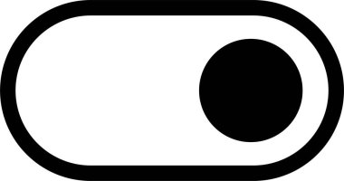 Siyah düğme açma düğmesi simgesi. Elementi aç düğmesine bas. Etkin vektör simgesini aç. Malzeme tasarım düğmesi şeffaf arkaplanda izole edildi. Denetim ayarlanıyor, tasarımı değiştir.