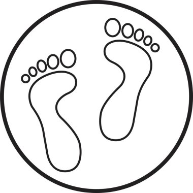 Ayak izi simgesinin siyah silueti. Çizgisel Grafik Tasarımı düzenlenebilir stoktaki ayak izi simgesi. İnsan ayak izi izi. Şeffaf Arkaplanda ayak izi klipsi. Ayakkabı tabanı izi. İz simgesi yalınayak.