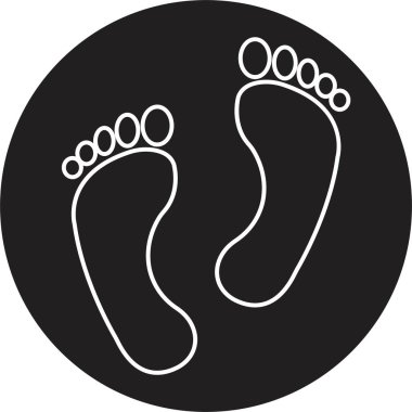 Ayak izi simgesi silueti. Çizgisel Grafik Tasarımı düzenlenebilir stoktaki ayak izi simgesi. İnsan ayak izi izi. Şeffaf Arkaplanda ayak izi klipsi. Ayakkabı tabanı izi. İz simgesi yalınayak.