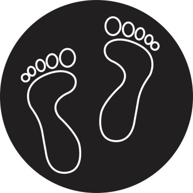 Ayak izi simgesi silueti. Çizgisel Grafik Tasarımı düzenlenebilir stoktaki ayak izi simgesi. İnsan ayak izi izi. Şeffaf Arkaplanda ayak izi klipsi. Ayakkabı tabanı izi. İz simgesi yalınayak.