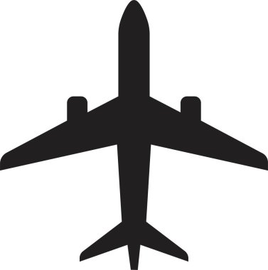Uçak bileti, uçuş sineği kalkış silueti elementi. Seyahat ikonu. Siyah doldurma biçimi ile tasarlanmış uçak vektör simgesi, şeffaf arkaplanda izole edilmiş web ve mobil uygulama için kullanılabilir.