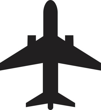 Uçak bileti, uçuş sineği kalkış silueti elementi. Seyahat ikonu. Siyah doldurma biçimi ile tasarlanmış uçak vektör simgesi, şeffaf arkaplanda izole edilmiş web ve mobil uygulama için kullanılabilir.