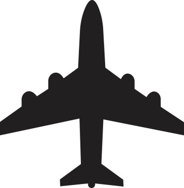 Uçak bileti, uçuş sineği kalkış silueti elementi. Seyahat ikonu. Siyah doldurma biçimi ile tasarlanmış uçak vektör simgesi, şeffaf arkaplanda izole edilmiş web ve mobil uygulama için kullanılabilir.