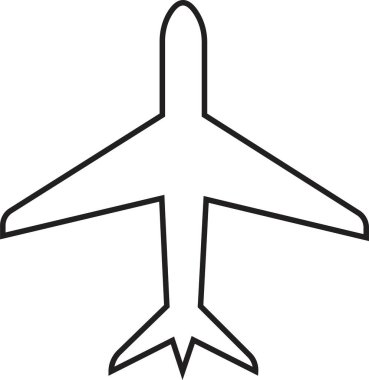 Uçak bileti, uçuş sineği kalkış silueti elementi. Seyahat ikonu. Siyah doğrusal biçimli düzenlenebilir uçak simgesi, şeffaf arkaplan üzerinde web ve mobil uygulama için kullanılabilir.