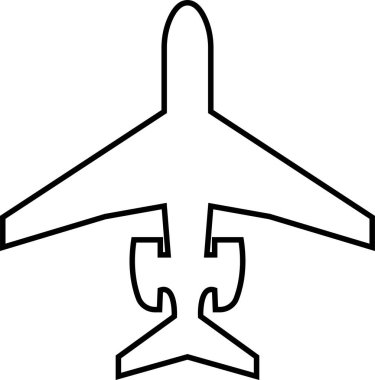 Uçak bileti, uçuş sineği kalkış silueti elementi. Seyahat ikonu. Siyah doğrusal biçimli düzenlenebilir uçak simgesi, şeffaf arkaplan üzerinde web ve mobil uygulama için kullanılabilir.