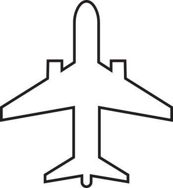 Uçak bileti, uçuş sineği kalkış silueti elementi. Seyahat ikonu. Siyah doğrusal biçimli düzenlenebilir uçak simgesi, şeffaf arkaplan üzerinde web ve mobil uygulama için kullanılabilir.