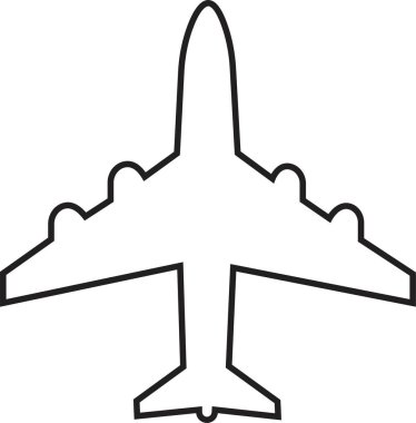 Uçak bileti, uçuş sineği kalkış silueti elementi. Seyahat ikonu. Siyah doğrusal biçimli düzenlenebilir uçak simgesi, şeffaf arkaplan üzerinde web ve mobil uygulama için kullanılabilir.