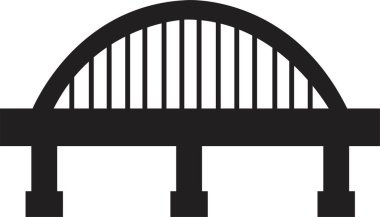 Köprü Simgesi. Yer konsepti, görsel kimlik, gayrimenkul çizgisi, asma köprü. Şeffaf arkaplanda modern marka grafik tasarımı tarzını tamamla. Infografik tasarımda olası kullanım.