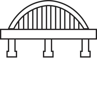 Siyah Köprü Simgesi. Yer konsepti, görsel kimlik, gayrimenkul çizgisi, asma köprü. Transparan arkaplanda düzenlenebilir stokla modern marka grafik sanat tasarımı eğilimi.