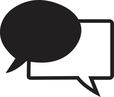 Sohbet Mesajı Kabarcık Vektörü illüstrasyonu. İletişim simgesi. Konuşma balonu, diyalog. Web simgesi. Çevrimiçi iletişim. Konuşma, SMS, Bildirim, Saydam arkaplan üzerinde modaya uygun düz sohbet.