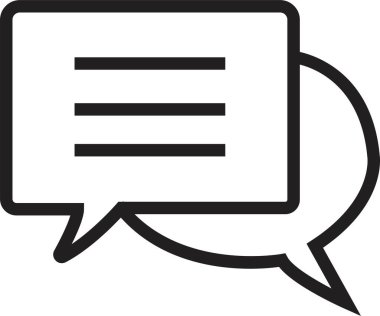 Sohbet Mesajı Kabarcık Vektörü illüstrasyonu. İletişim simgesi. Konuşma balonu, diyalog. Web simgesi. Çevrimiçi iletişim. Konuşma, SMS, Bildirim, Saydam arkaplan üzerinde trend satır biçimi Sohbet.