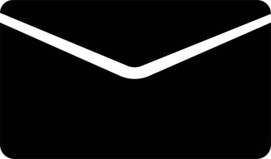 Posta simgesi. E- posta, posta, mektup, zarf şeffaf bir arkaplanda izole edilmiş. Siyah dolgu düz tasarım vektörü, web, web sitesi ve mobil uygulama için uyarlanmış e-posta simgesi. ileti zarfı pictogram.