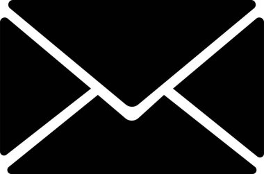 Posta simgesi. E- posta, posta, mektup, zarf şeffaf bir arkaplanda izole edilmiş. Siyah dolgu düz tasarım vektörü, web, web sitesi ve mobil uygulama için uyarlanmış e-posta simgesi. ileti zarfı pictogram.