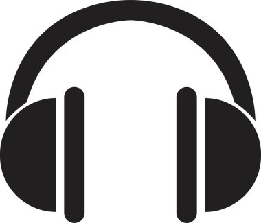 Web sitesi tasarımı ve mobil karanlık mod uygulamaları için kulaklık simgesi simgesi siyah, şeffaf bir arkaplanda Vektör illüstrasyonu. Kulaklık müzik hoparlörleri ikonu. Müşteri hizmetleri desteği.