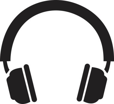 Web sitesi tasarımı ve mobil karanlık mod uygulamaları için kulaklık simgesi simgesi siyah, şeffaf bir arkaplanda Vektör illüstrasyonu. Kulaklık müzik hoparlörleri ikonu. Müşteri hizmetleri desteği.