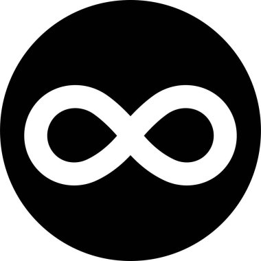 Sonsuzluk simgesi. Sonsuzluk, sonsuz, sonsuz ve sonsuz döngü sembolü simgesi siyah düz bir şekilde, şeffaf arkaplanda izole edilmiş. Tekrarlama ve sınırsız döngü simgesi.