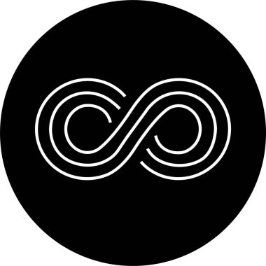 Sonsuzluk simgesi. Sonsuzluk, sonsuz, sonsuz ve sonsuz döngü sembolü simgesi siyah düz bir şekilde, şeffaf arkaplanda izole edilmiş. Tekrarlama ve sınırsız döngü simgesi.