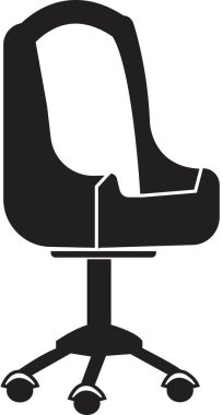 Modern dolgu tarzında ofis koltuğu ya da logo. Web sitesi tasarımı ve mobil uygulama için yüksek kalitede siyah resim çizimi. Ofis için mobilyalar Şeffaf arkaplanda izole edilmiş iç vektör illüstrasyonu.