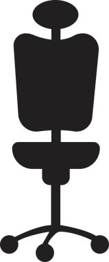 Modern dolgu tarzında ofis koltuğu ya da logo. Web sitesi tasarımı ve mobil uygulama için yüksek kalitede siyah resim çizimi. Ofis için mobilyalar Şeffaf arkaplanda izole edilmiş iç vektör illüstrasyonu.