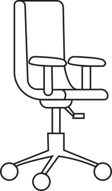 Modern moda tarzı ofis sandalyesi ve yenilebilir stok. Web sitesi tasarımı ve mobil uygulama için yüksek kaliteli siyah çizgili pictogram. Ofis için mobilyalar Şeffaf arkaplanda izole edilmiş iç vektör.