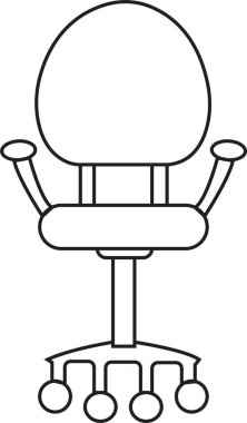 Modern moda tarzı ofis sandalyesi ve yenilebilir stok. Web sitesi tasarımı ve mobil uygulama için yüksek kaliteli siyah çizgili pictogram. Ofis için mobilyalar Şeffaf arkaplanda izole edilmiş iç vektör.