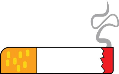 Sigara içilen düz ikon. Sağlıksız, nikotin, koku elementi. Bağımlılık konsepti. Vektör illüstrasyonu kırılma, kötü alışkanlık, şeffaf arkaplanda izole edilmiş tütün gibi konularda kullanılabilir.