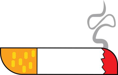 Sigara içilen düz ikon. Sağlıksız, nikotin, koku elementi. Bağımlılık konsepti. Vektör illüstrasyonu kırılma, kötü alışkanlık, şeffaf arkaplanda izole edilmiş tütün gibi konularda kullanılabilir.