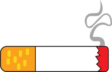 Sigara içilen düz ikon. Sağlıksız, nikotin, koku elementi. Bağımlılık konsepti. Vektör illüstrasyonu kırılma, kötü alışkanlık, şeffaf arkaplanda izole edilmiş tütün gibi konularda kullanılabilir.