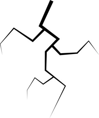 Krak Şekil simgesi. Siyah yıldırım. Toprak çatlağı. El çizimi kırık cam, duvar, zemin. Gök gürültüsü ve şimşek etkisi. Şeffaf arkaplanda doğa fenomeninin Doodle break Vektörü.