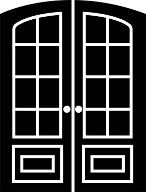 Kapı simgesi. Giriş illüstrasyon işareti. Oda sembolü. Acil çıkış sembolü. Şeffaf arkaplanda izole edilmiş modaya uygun dolgu tarzı kapı. Web sitesi tasarımlarınız için kapı vektörü, logo, uygulama, UI.