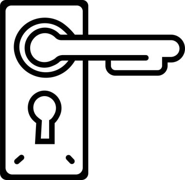 Kapı kolu ikon vektörü. Mobil konsept ve web tasarımı için otel ve restorandan moda doğrusal tabela. Güvenlik işareti. Şeffaf arkaplanda izole edilmiş kapı tokmağı gösterimi.