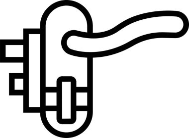 Kapı kolu ikon vektörü. Mobil konsept ve web tasarımı için otel ve restorandan moda doğrusal tabela. Güvenlik işareti. Şeffaf arkaplanda izole edilmiş kapı tokmağı gösterimi.