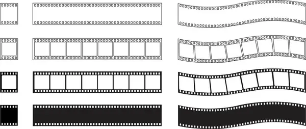 stock vector Set of Film Strips icons flat styles editable stock. Movie Film with Film roll. Black photogram can used for mobile apps and web designs. Filmstrip photographer equipment on transparent background.