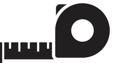 Şerit simgesi vektörü ölçülüyor. Mobil konsept ve web tasarımı için stil işaretini doldur. Şeffaf arkaplanda izole edilmiş basit bir rulo metre bant sembolü çizimi. Rulet inşaat sembolü.