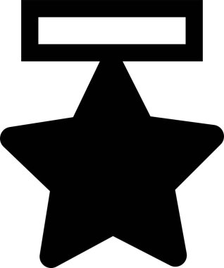 Madalya şablonu ikon vektörü. Moda Doldurma tarzında ödül şekli illüstrasyon tabelası. Kazanan ya da zafer madalyası alan. Şeffaf arkaplanda madalya lazer kesme sembolü veya logo izole.