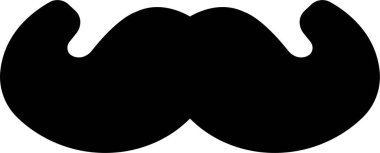 Bıyık vektör simgesi. Bıyık simgesi. Yetişkin adam bıyıklarının siyah dolgu silueti. Babalar Günü 'nün sembolü. Web sitesi sayfası ve mobil uygulama tasarımı için şeffaf arkaplanda berber sembolü izole edildi.