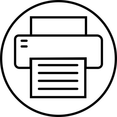 Satır Biçimi düzenlenebilir stoktaki yazıcı simgesi. Belge yazdırma veya faks sembolü. Web sitesi veya mobil uygulama için vektör illüstrasyonu. Yazdırma işareti. Şeffaf arkaplanda birinci kalite sembol izole edildi.