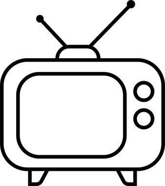 Saydam arkaplan üzerinde izole edilmiş satır biçimi düzenlenebilir stoktaki Retro Tv Simgesi. Grafik ve web tasarımı için televizyon sembolü şablonu. Antenli eski televizyon. Video kanalı iş konsepti.