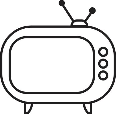 Saydam arkaplan üzerinde izole edilmiş satır biçimi düzenlenebilir stoktaki Retro Tv Simgesi. Grafik ve web tasarımı için televizyon sembolü şablonu. Antenli eski televizyon. Video kanalı iş konsepti.