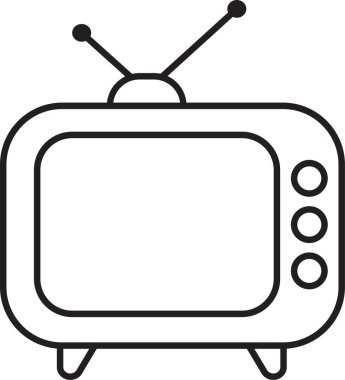 Saydam arkaplan üzerinde izole edilmiş satır biçimi düzenlenebilir stoktaki Retro Tv Simgesi. Grafik ve web tasarımı için televizyon sembolü şablonu. Antenli eski televizyon. Video kanalı iş konsepti.