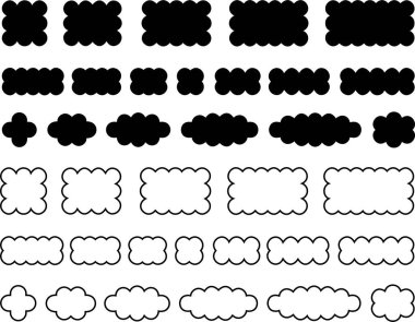 Kafa derisi kenarları yuvarlak dikdörtgen şekiller düz simgeler ve düzenlenebilir stoklar. Dikdörtgen bir siluet sembolü. Basit taslak ve etiket formu. Şeffaf arkaplanda çiçek silueti dantel çerçevesi.