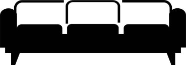 Koltuk, kanepe ikonu. Saydam arkaplanda doldurulmuş işaret ve tam resim. Mobilya sembolü çizimi. Web sitesi tasarımı ve mobil uygulama geliştirme için piksel mükemmel vektör.