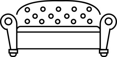 Kanepe, koltuk ikonu, düzenlenebilir stil. Şeffaf arkaplanda taslak işareti resmi. Mobilya sembolü çizimi. Web sitesi tasarımı ve mobil uygulama geliştirme için piksel mükemmel vektör.