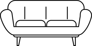Kanepe, koltuk ikonu, düzenlenebilir stil. Şeffaf arkaplanda taslak işareti resmi. Mobilya sembolü çizimi. Web sitesi tasarımı ve mobil uygulama geliştirme için piksel mükemmel vektör.