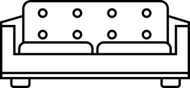 Kanepe, koltuk ikonu, düzenlenebilir stil. Şeffaf arkaplanda taslak işareti resmi. Mobilya sembolü çizimi. Web sitesi tasarımı ve mobil uygulama geliştirme için piksel mükemmel vektör.